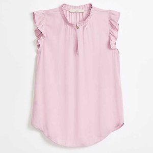 LOFT Pink Ruffle Sleeve Blouse